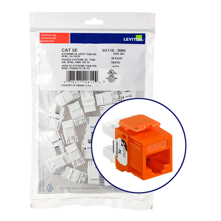 LEVITON RJ JACK AND MODULE JACK EXTREME 5E 25PK OR 5G110-BO5